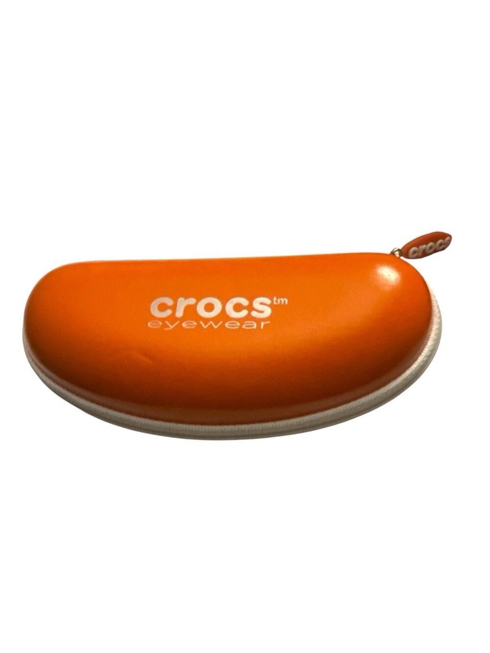 Crocs Eyeglass Sunglasses Case Soft Clamshell Orange White Zipper 6”